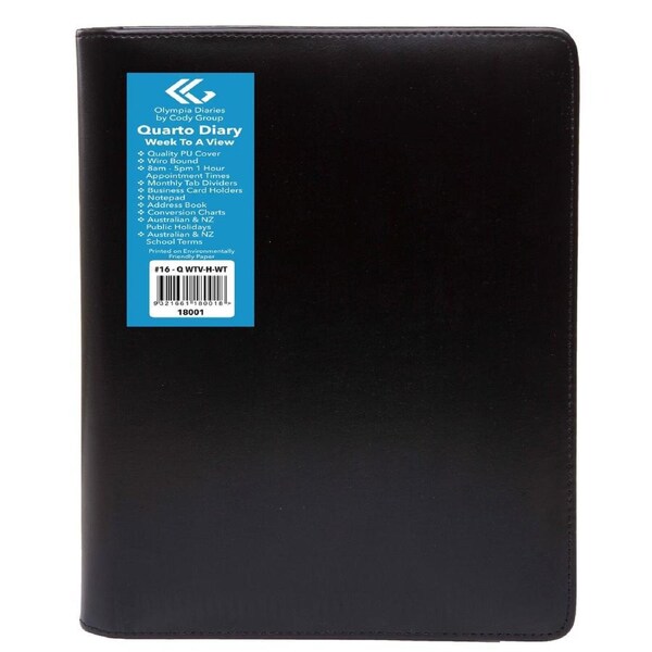 2026 Diary Olympia Quarto Week to View Wiro PU Cover #16 18001