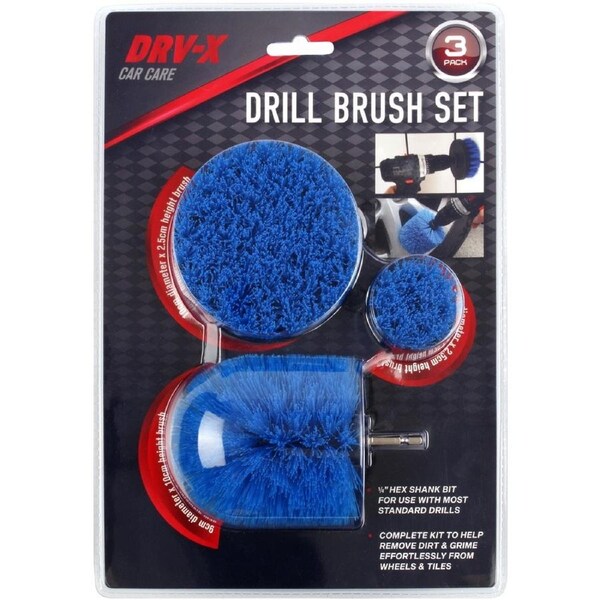 DRV-X Car Care Cleaning Drill Brush Set 3 Pieces
