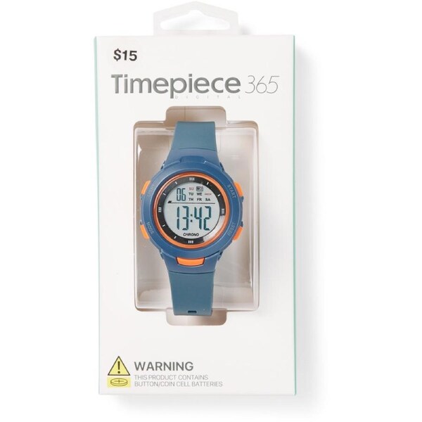 Timepiece Kids Round Digital Watch - Blue & Orange