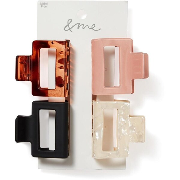 &me Women's Mixed Claw Clip 4 Pack - Multi