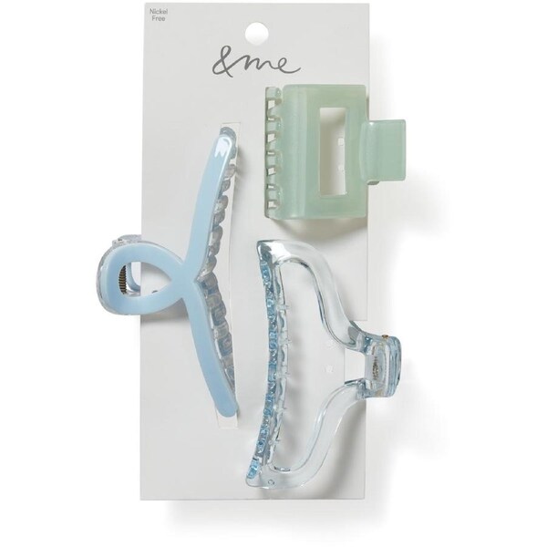 &me Women's Mixed Claw Clip 3 Pack - Multi