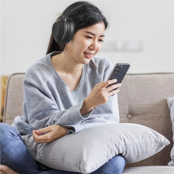 Laser Wireless ENC Over Ear Headphones Black for Work Travel and Home