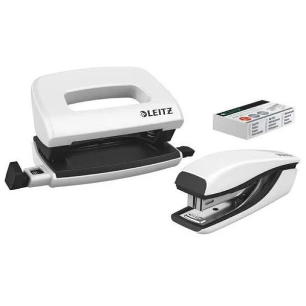 Leitz Nexxt Wow Mini Stapler and Punch Set White