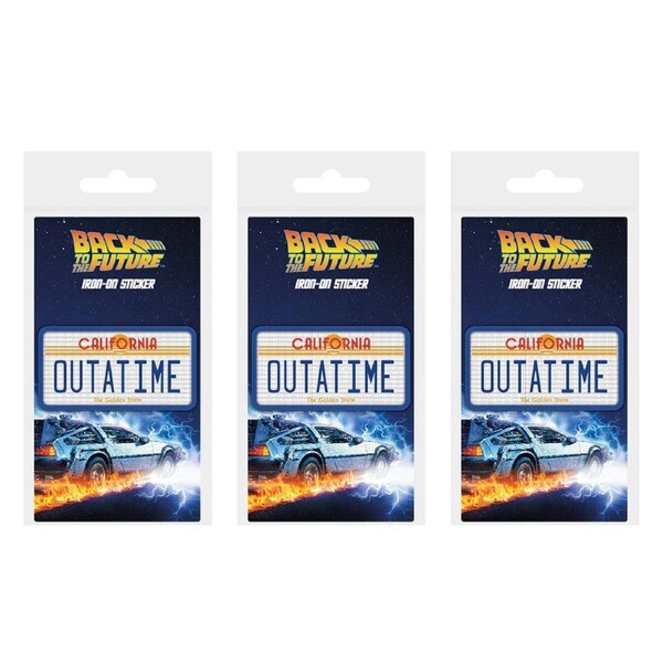 3x Back To The Future License Plate Fabric Iron-On Decorative Transfer Patch