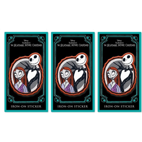 3x Disney The Nightmare Before Christmas Jack & Sally Fabric Iron-On Patch