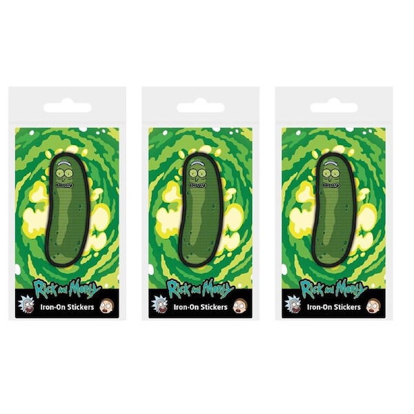 3x Cartoon Network Rick And Morty Pickle Rick Fabric Iron-On Decorative Patch