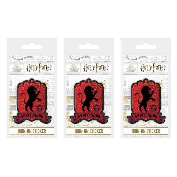 3x Wizarding World Theme Harry Potter Gryffindor Fabric Iron-On Decorative Patch