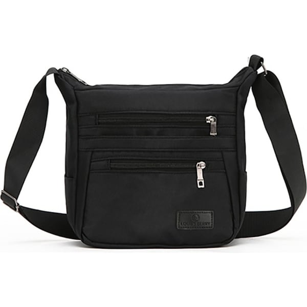 Louis Berry Nylon Dual Zipper Cross Body/Shoulder Purse/Bag 22x14x20cm - Black