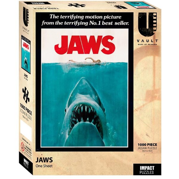 1000pc Jaws Scene Jigsaw Puzzle Set Shark and Human 50x70cm 3y+