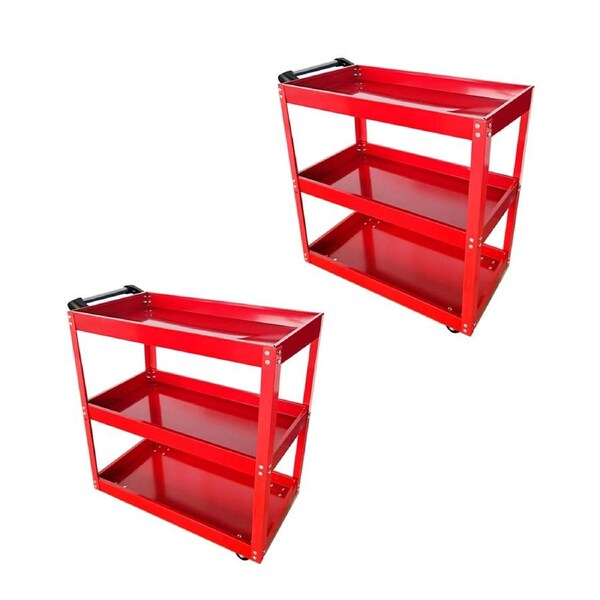 SOGA 2-Pack 3-Tier Red Tool Storage Carts