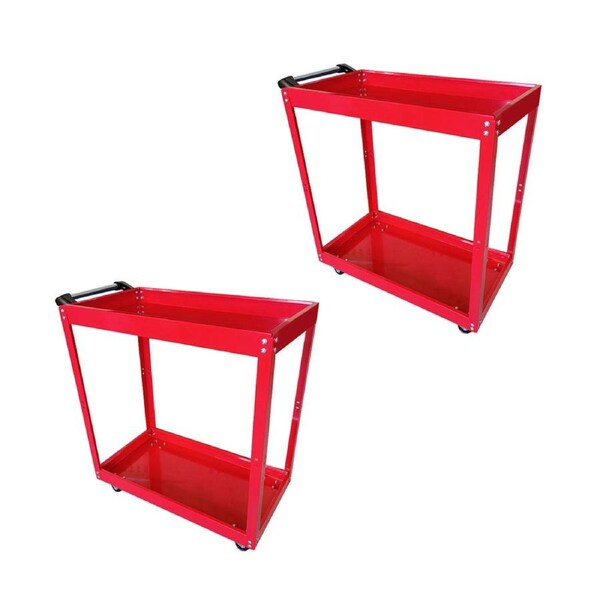 SOGA 2-Pack 2-Tier Red Tool Storage Carts