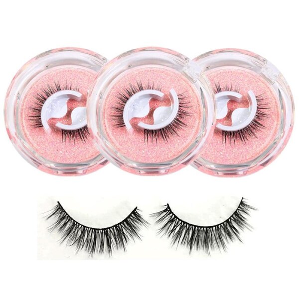 Nevenka 3 Pairs False Eyelashes Self Adhesive Waterproof Reusable No Glue Needed-5