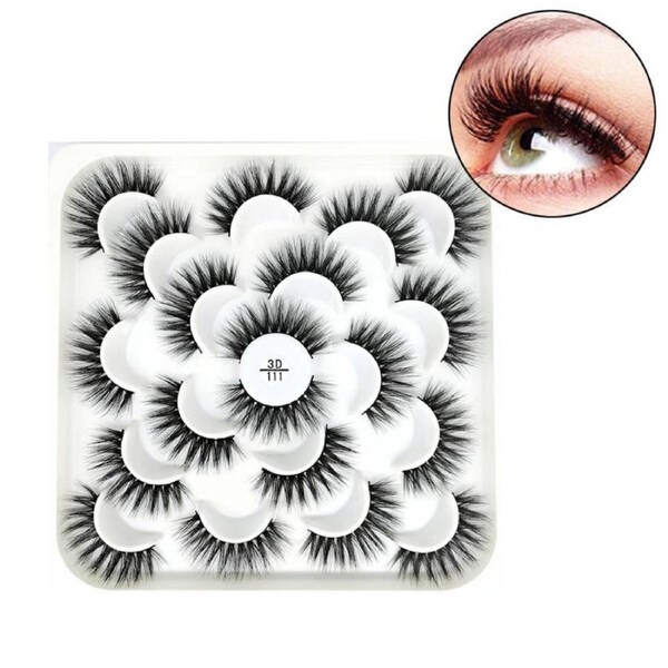 Nevenka 10 Pairs 3D False Eyelashes Reusable Wispy Cat Eye Natural Look Lashes-111
