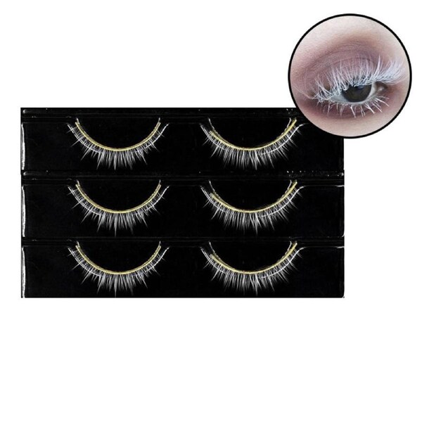 Nevenka 3 Pairs White False Eyelashes Anime Cosplay Extension Party Lashes