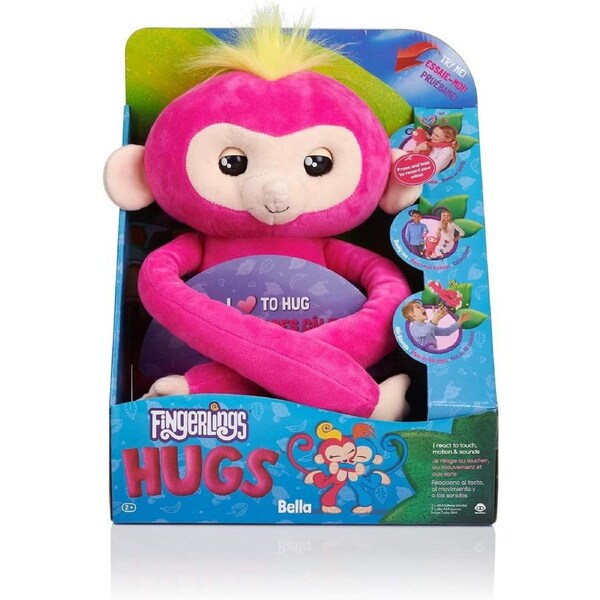 Fingerlings HUGS - Bella (Pink) Advanced Interactive Plush Baby Monkey Pet
