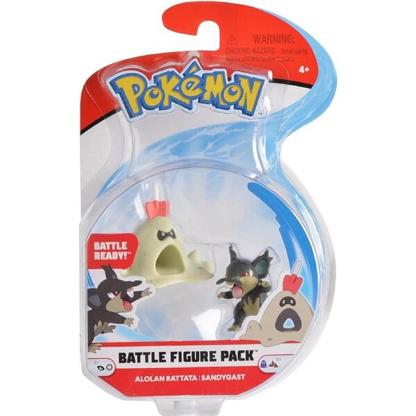 WCT Pokemon Battle Figure Pack Alolan Rattata and Sandygast 4+