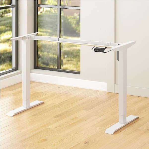 Advwin Standing Desk Frame Electric Height Adjustable Sit Stand Desk Base Computer Workstation No Desktop White