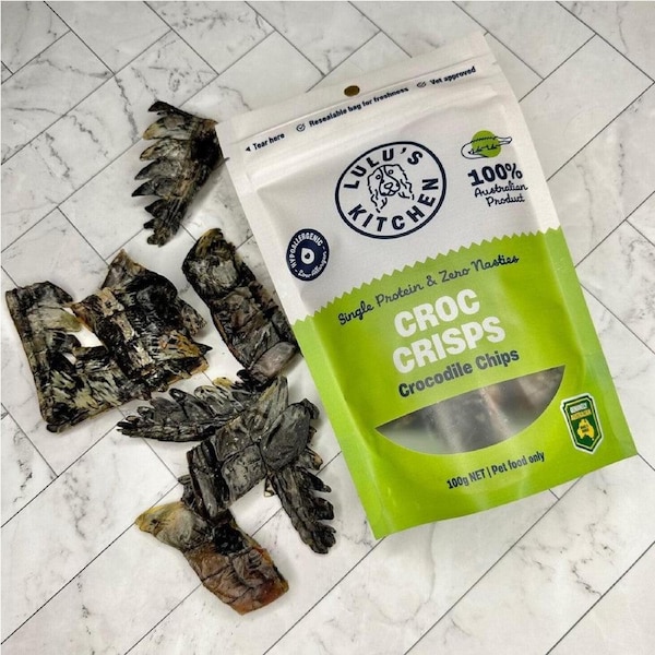 LULU'S KITCHEN Dog Treats Croc Crisps - Crocodile Chips 100G