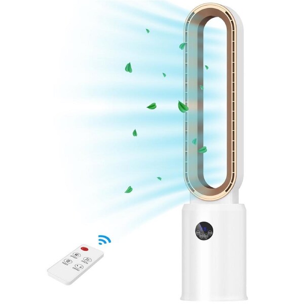 ADVWIN 2 IN 1 Bladeless Fan, Portable Electric Tower Fan Airflow Purifying Fan, 24 Speeds Settings, 12-Hour Timing, Suitable for Indoor Home Large Room Bedroom Office Use Gold