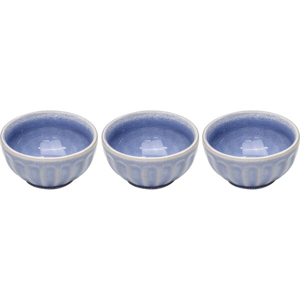 3pc Ladelle Marguerite Petal Stoneware Dip Bowl Set 10x10x5cm Powder Blue
