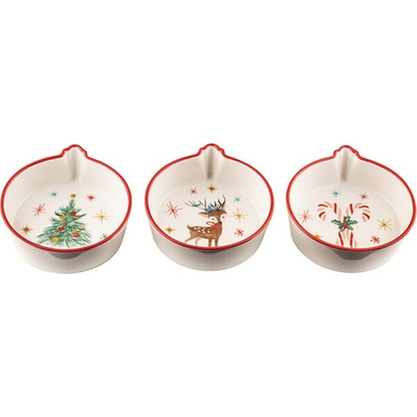3pc Ladelle Jingle Festive Serving/Entertaining Porcelain Bowl Set 11x10x3.5cm