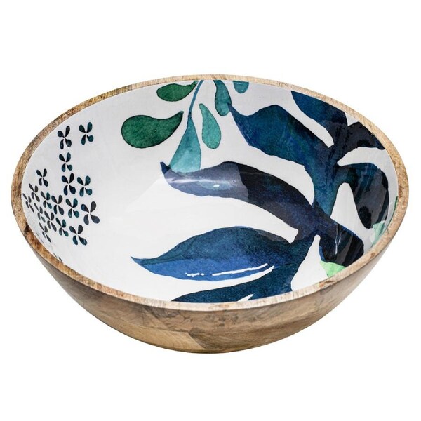 Ladelle Mackay Large Mango Wood Tropical Print Serving/Entertaining Bowl 34x10cm