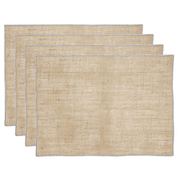 4pc Ladelle Starry Silver Lurex Jute Kitchenware Placemat/Table Mat 33x45cm