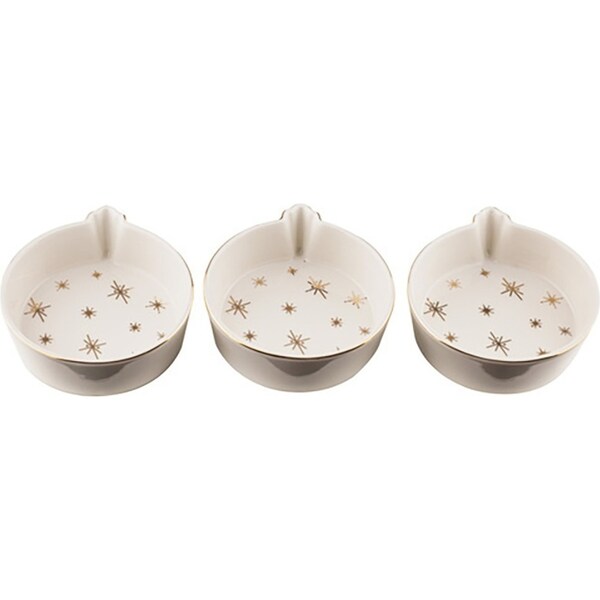 3pc Ladelle Festive Jingle Porcelain Serving Bowl Set 11.3x10.3x3.5cm Gold