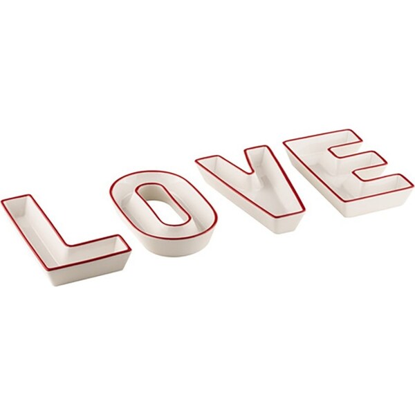 4pc Ladelle Festive/Seasonal Letters Love Porcelain Food Bowl Set 17x10x3cm