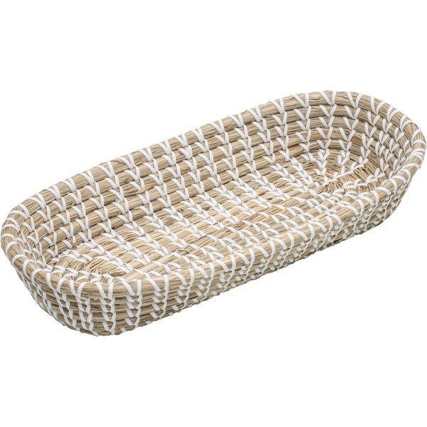 Ladelle Seagrass Woven Bakers/Pastries Handcrafted Tray 36x16.5x6.5cm White