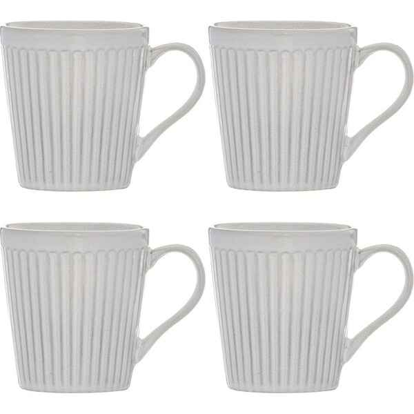 4pc Ladelle Marguerite Stoneware Drink Mug 400ml Set 13.5x10x10.5cm White