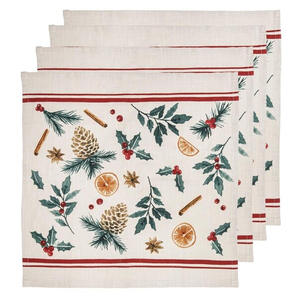 4pc Ladelle Festive/Seasonal Napkin/Serviette Evergreen Tableware 45x45cm