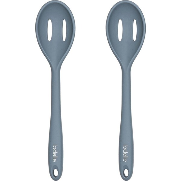 2x Ladelle Craft Blue Kitchenware Silicone Slotted Spoon Cooking/Serving Utensil