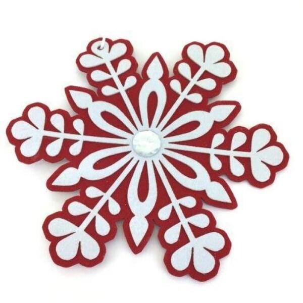 Red White Snowflake Hanging 25cm