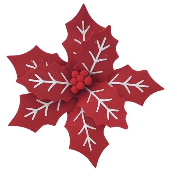 Red White Poinsettia 28cm