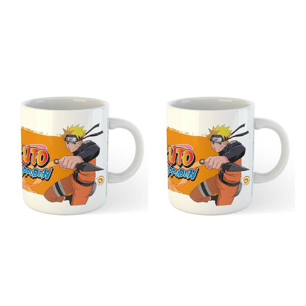 2x Naruto Shippuden Anime Teen/Adult Themed Cartoon Mug Coffee Cup Set 300ml
