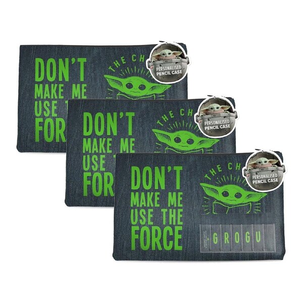 3x Star Wars Mandalorian Grogu Named Pencil/stationery Case Character Themed