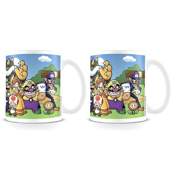 2x Super Mario Bros. Characters Print Themed Coffee Mug Drinking Cup 300ml