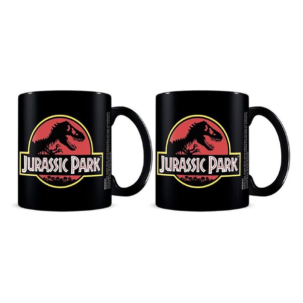 2x Jurassic Park Logo Movie Themed Gift Coffee Mug Drinking Cup 300ml Black