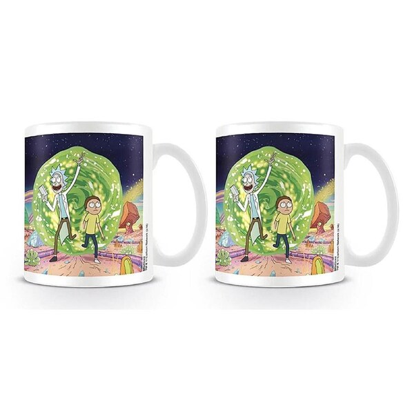 2x Adult Swim Rick and Morty Portal Themed Coffee Mug Drinking Cup 300ml