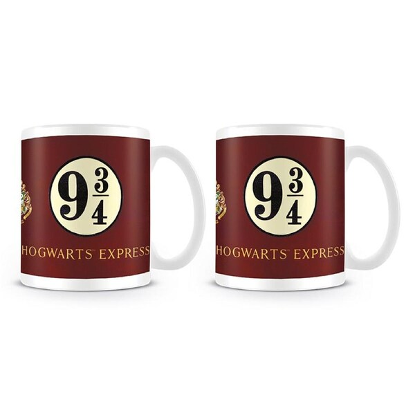 2x Wizarding World Harry Potter Platform 9 & 3/4 Logo Themed Coffee Mug 300ml