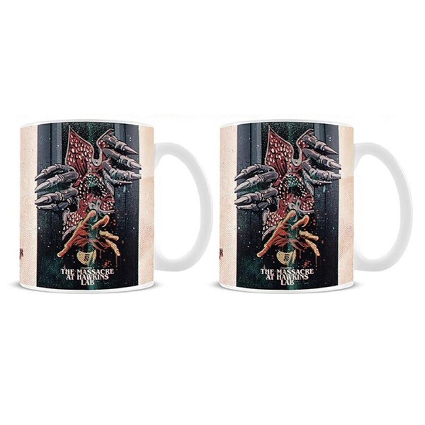 2x Stranger Things Demon Hands Hawkins Lab Themed Coffee Mug Drinking Cup 300ml