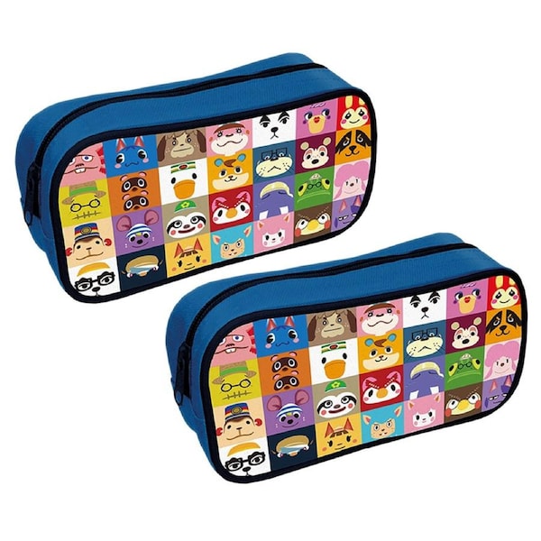 2x Animal Crossing Themed Villager Squares Square Pencil Case School stationery