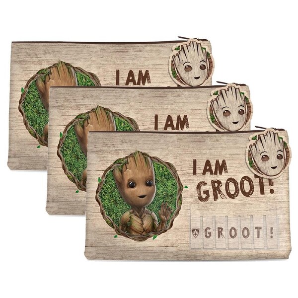 3x Marvel MCU Guardians of The Galaxy I am Groot Named Pencil/stationery Case