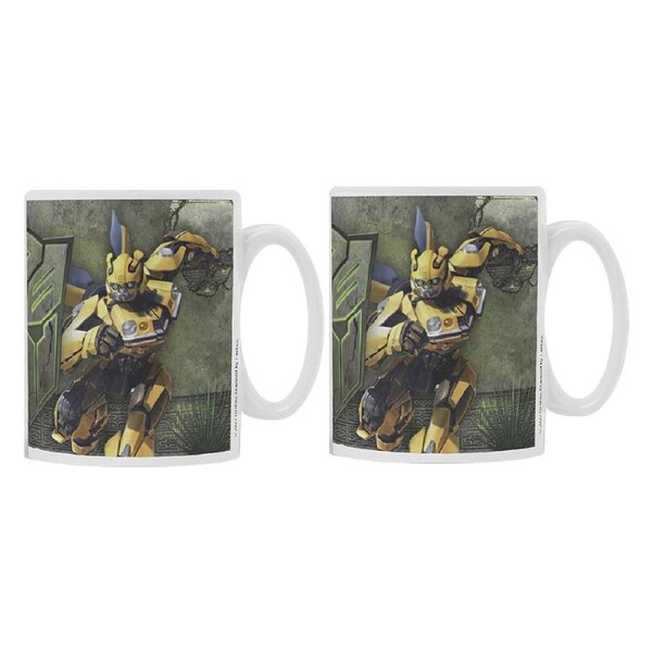 2x Transformers Themed Cartoon Print White Gift Coffee Mug Drinking Cup 300ml