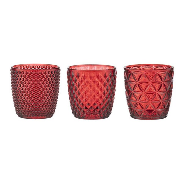 3pc Ladelle Twinkle Berry Electric Battery Operated Glass Tealight Candles