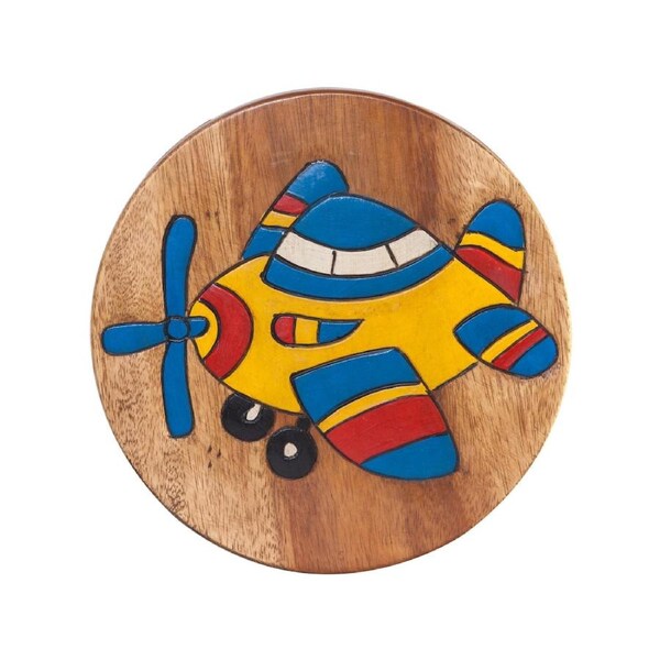Childrens Wooden Stool plane Children Chair Toddler Step Stool-airplane theme