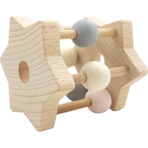 Hess Spielzeug Wooden 6.5cm Rattle Star Play Toy Baby/Infant 0m+ Natural Pink
