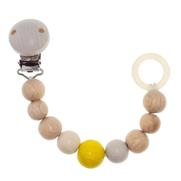 Hess-Spielzeug 15cm Dummy Clip Chain Strap Holder Baby 0m+ Natural & Yellow