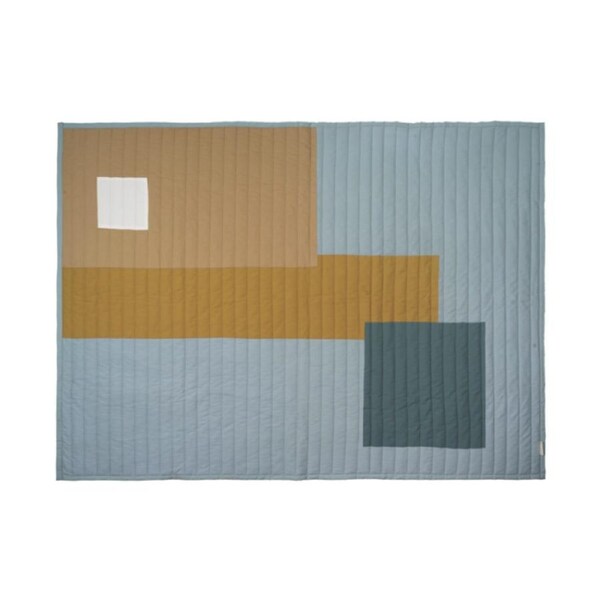 Fabelab 200x150cm Quilted Graphic Blanket Picnic Mat Rectangle Cottage Blue
